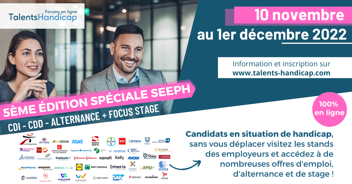 5ème édition spéciale SEEPH du forum en ligne Talents Handicap jusqu'au 1er décembre